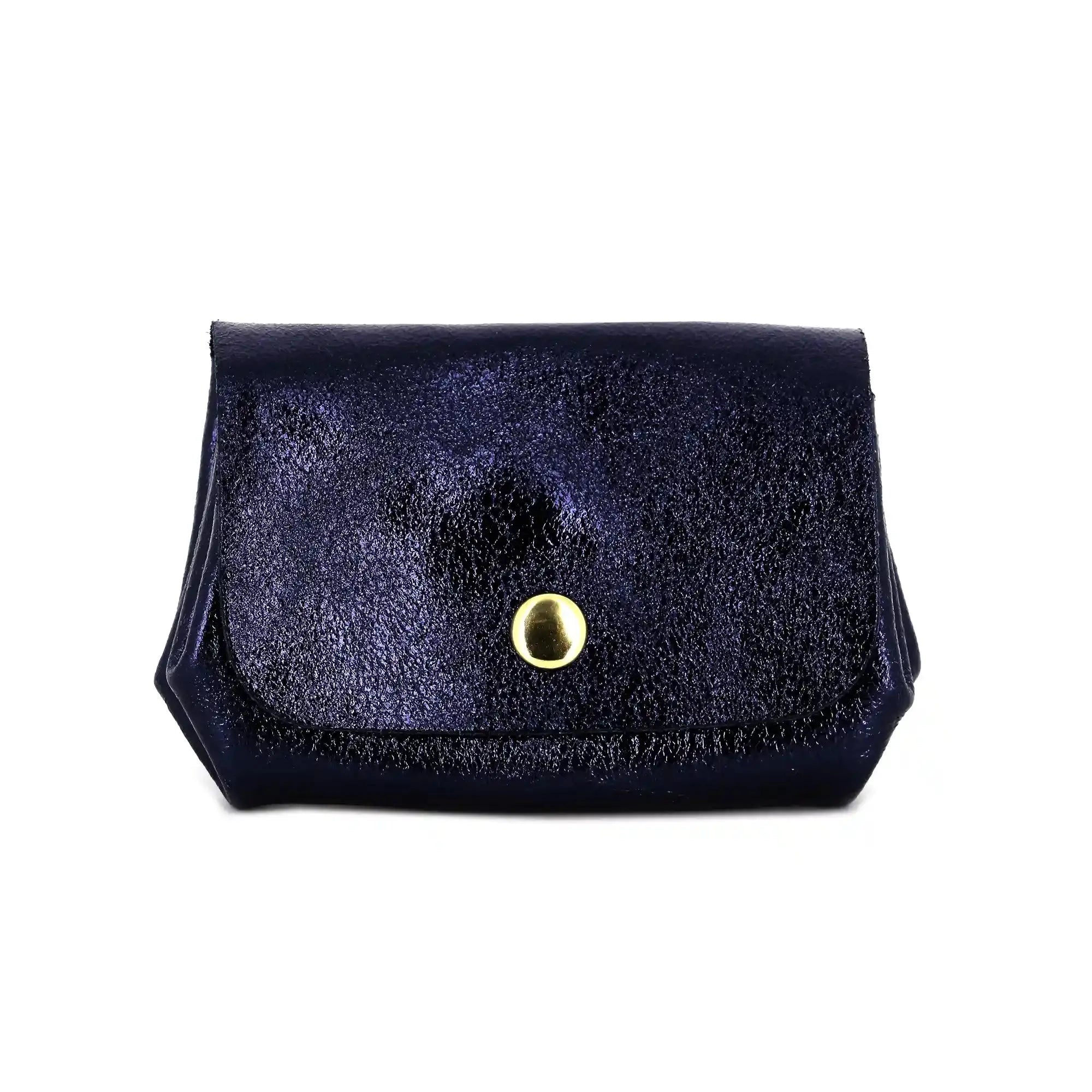 Made in Italy Porte-monnaie femme cuir irisé 04 bleu marine