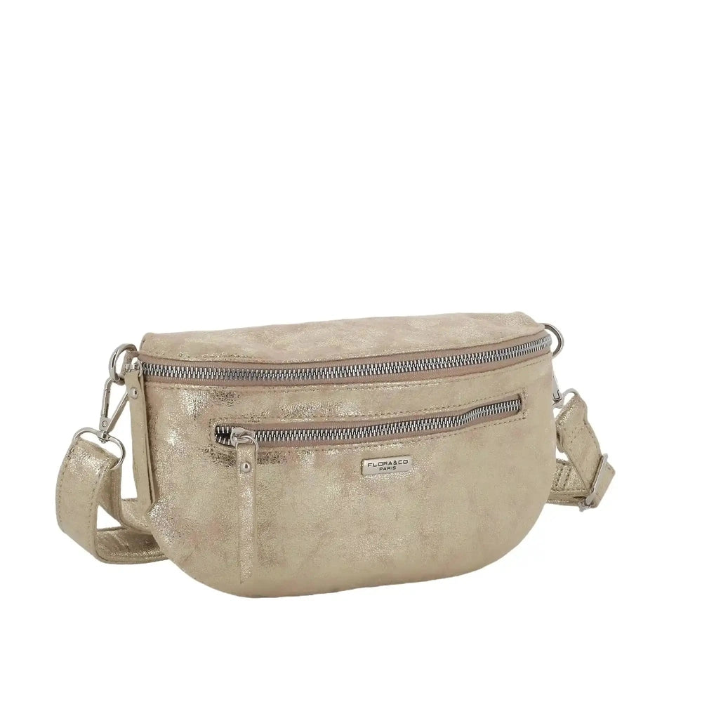Sac banane bandoulière suédine doré Flora & co
