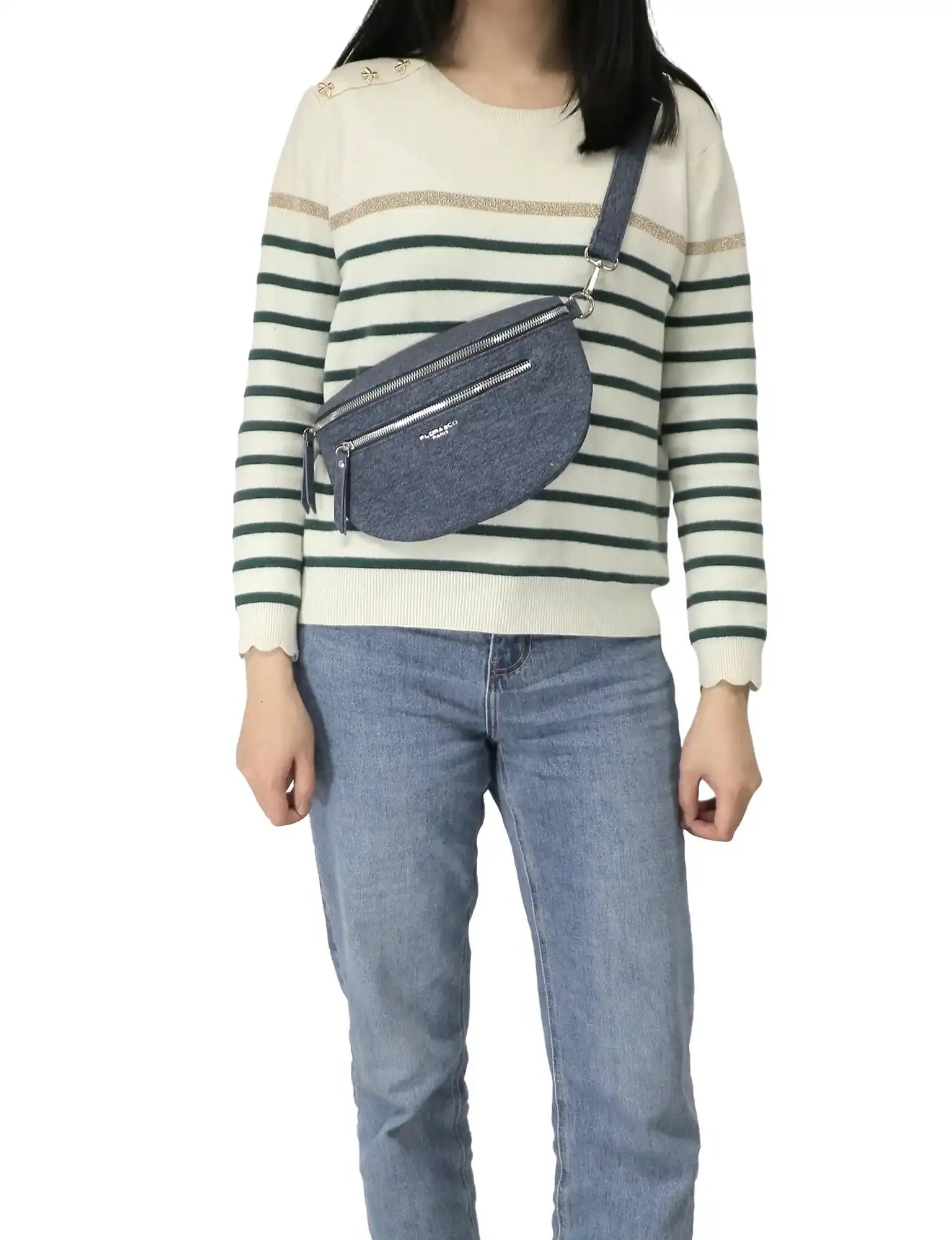 Flora & co Sac banane bandoulière en denim bleu