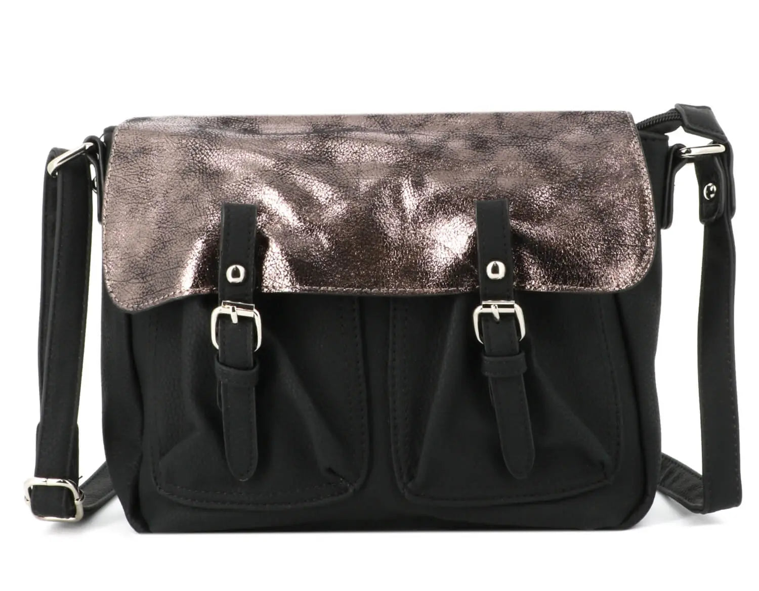 Flora & co Sac bandoulière cartable multipoche noir