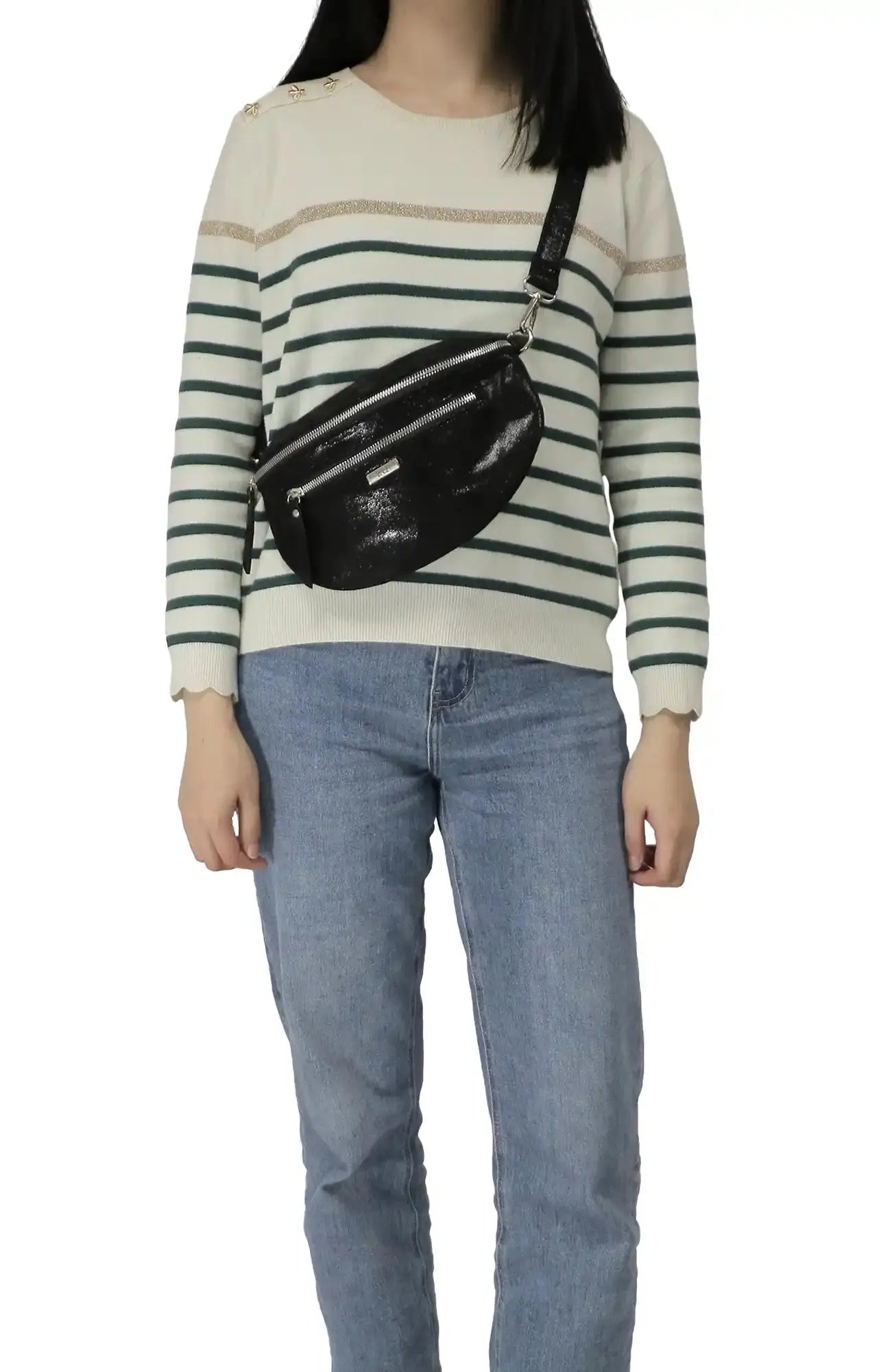 Flora & co Sac banane bandoulière suédine noir