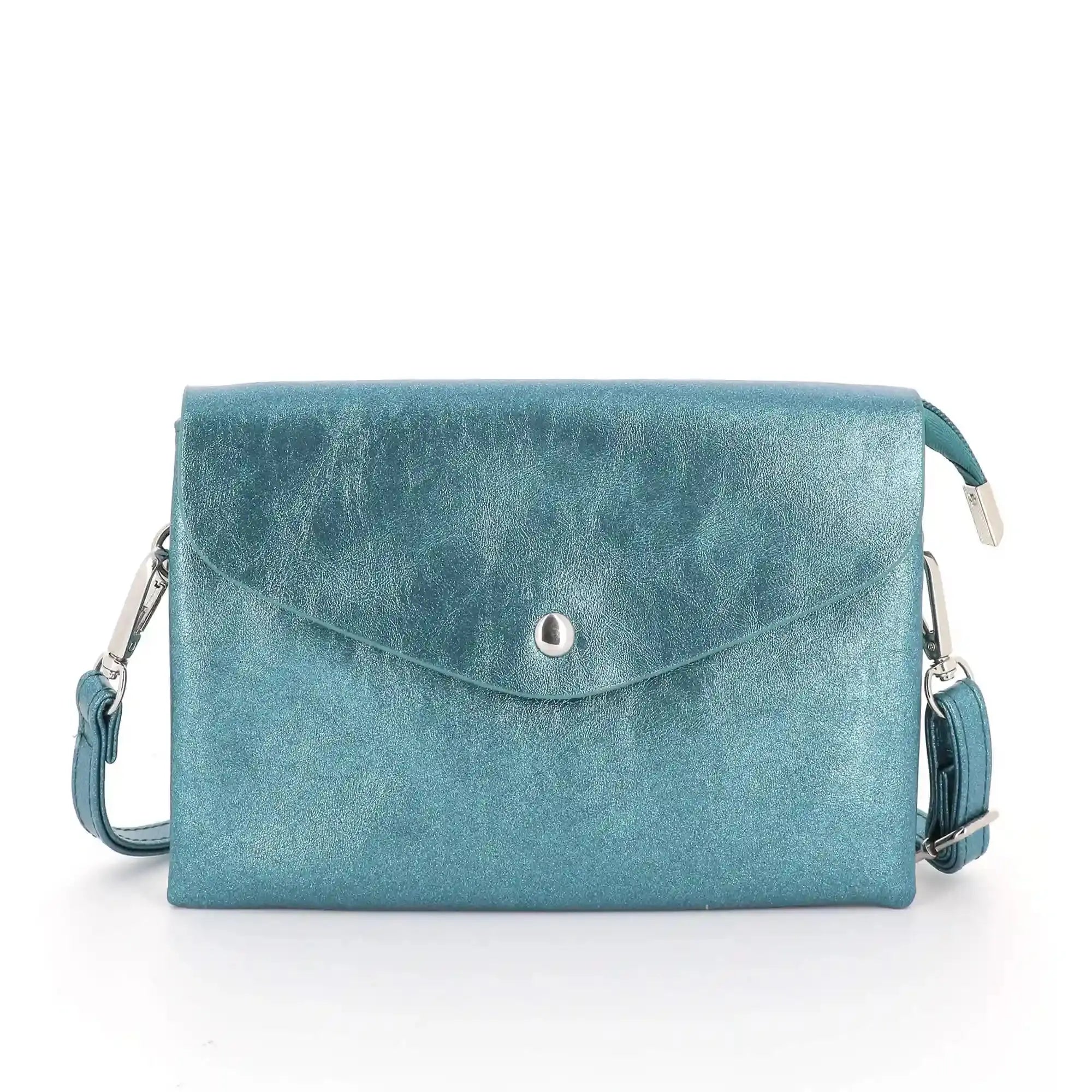 Flora & co Sac bandoulière femme irisé rabat bleu canard