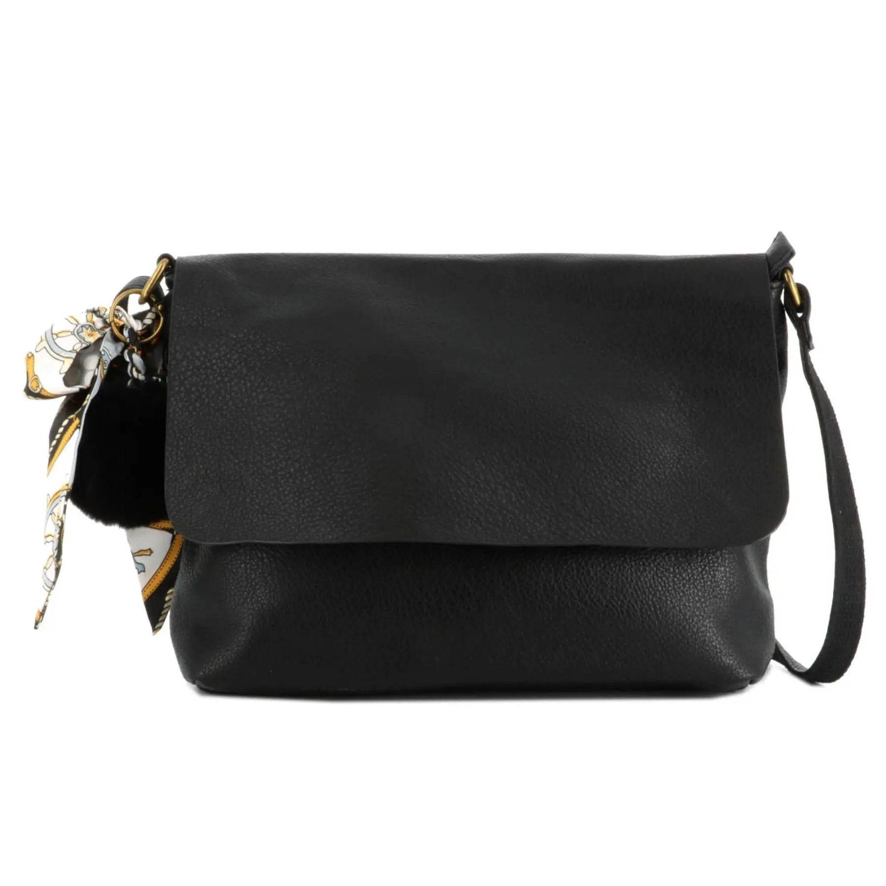 Flora & co Sac Bandoulière Souple Pompon Foulard noir