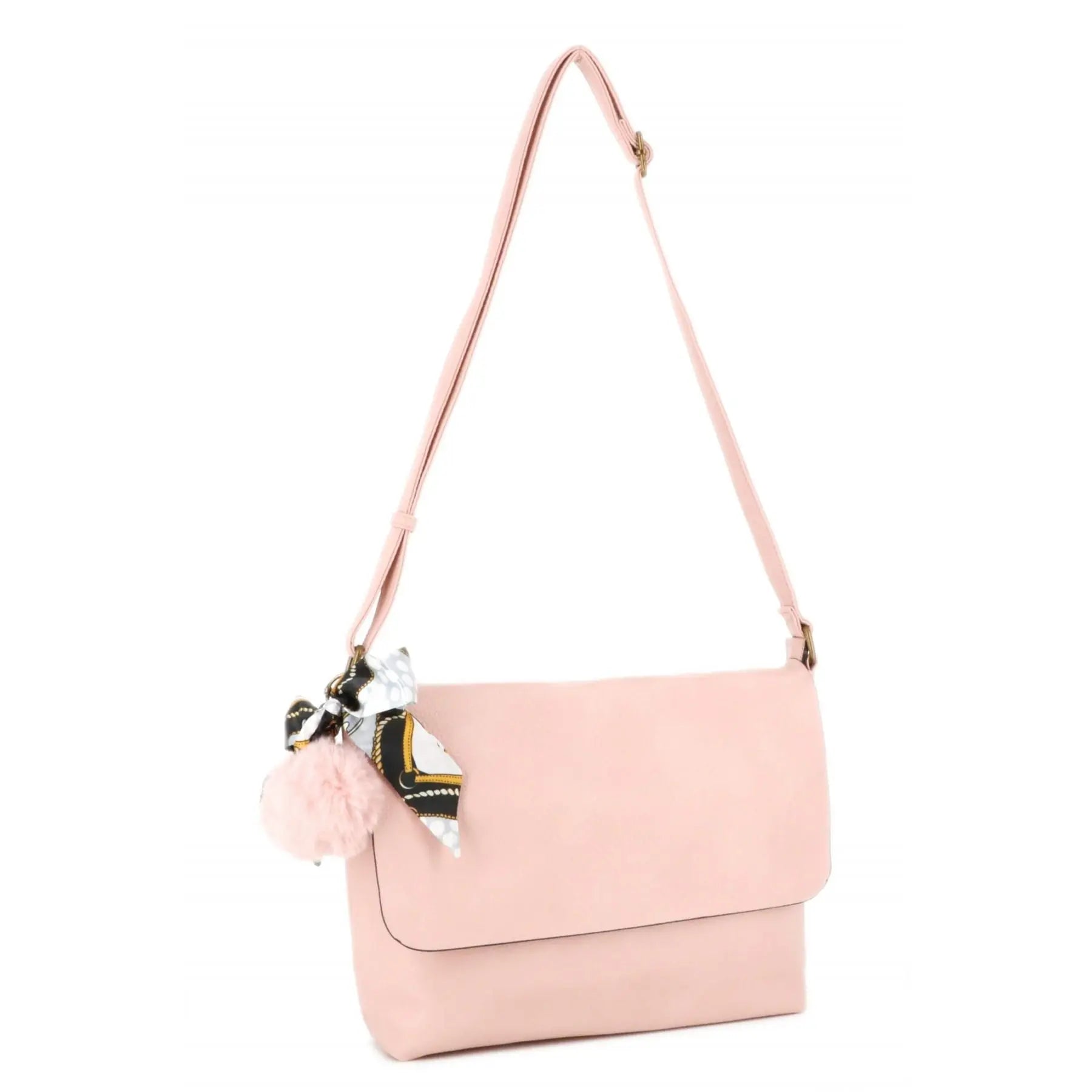 Flora & co Sac Bandoulière Souple Pompon Foulard rose