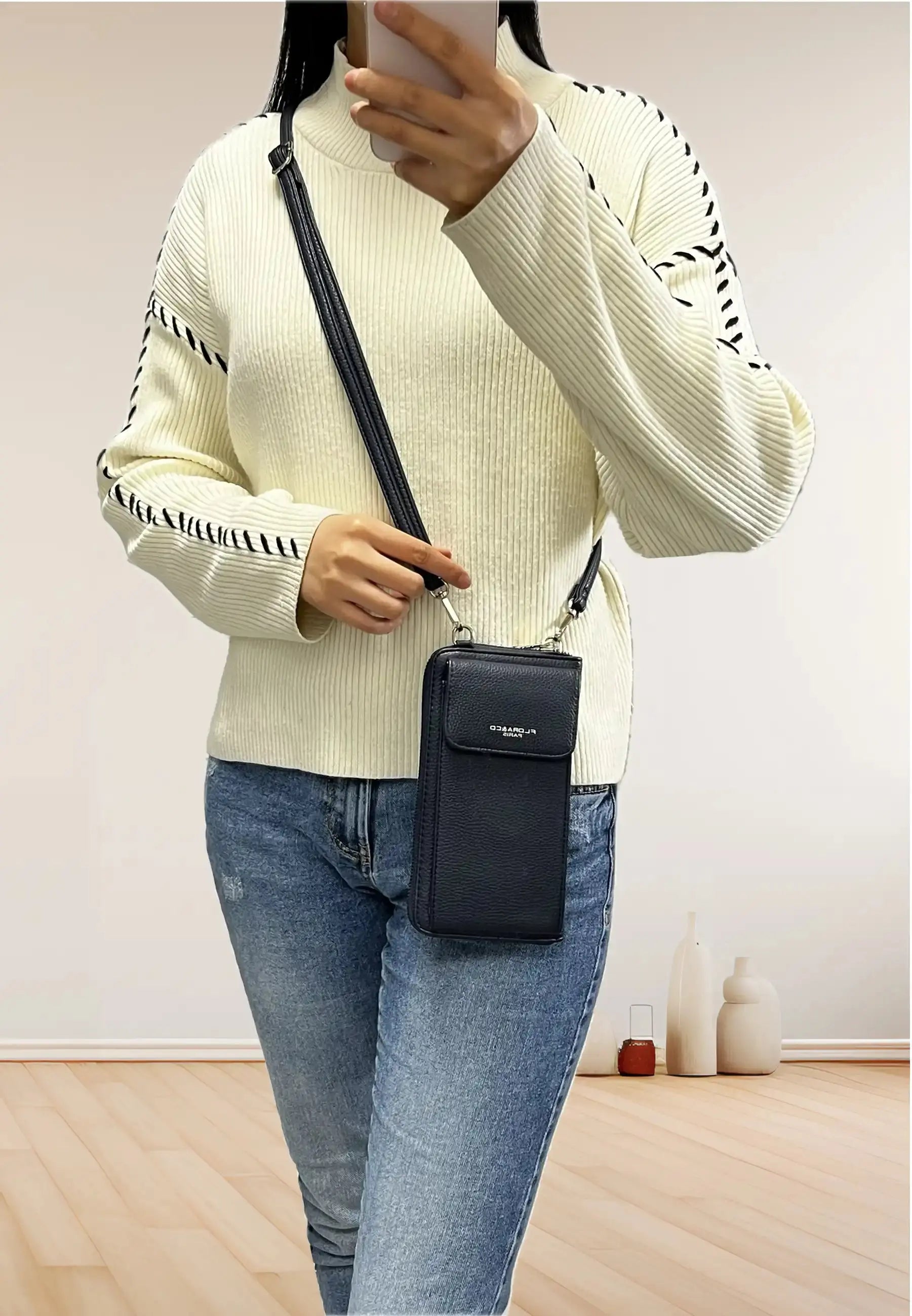 Flora & co Pochette téléphone bandoulière femme bleu marine