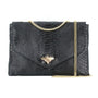 Made in Italy Sac bandoulière chaîne cuir femme croco noir