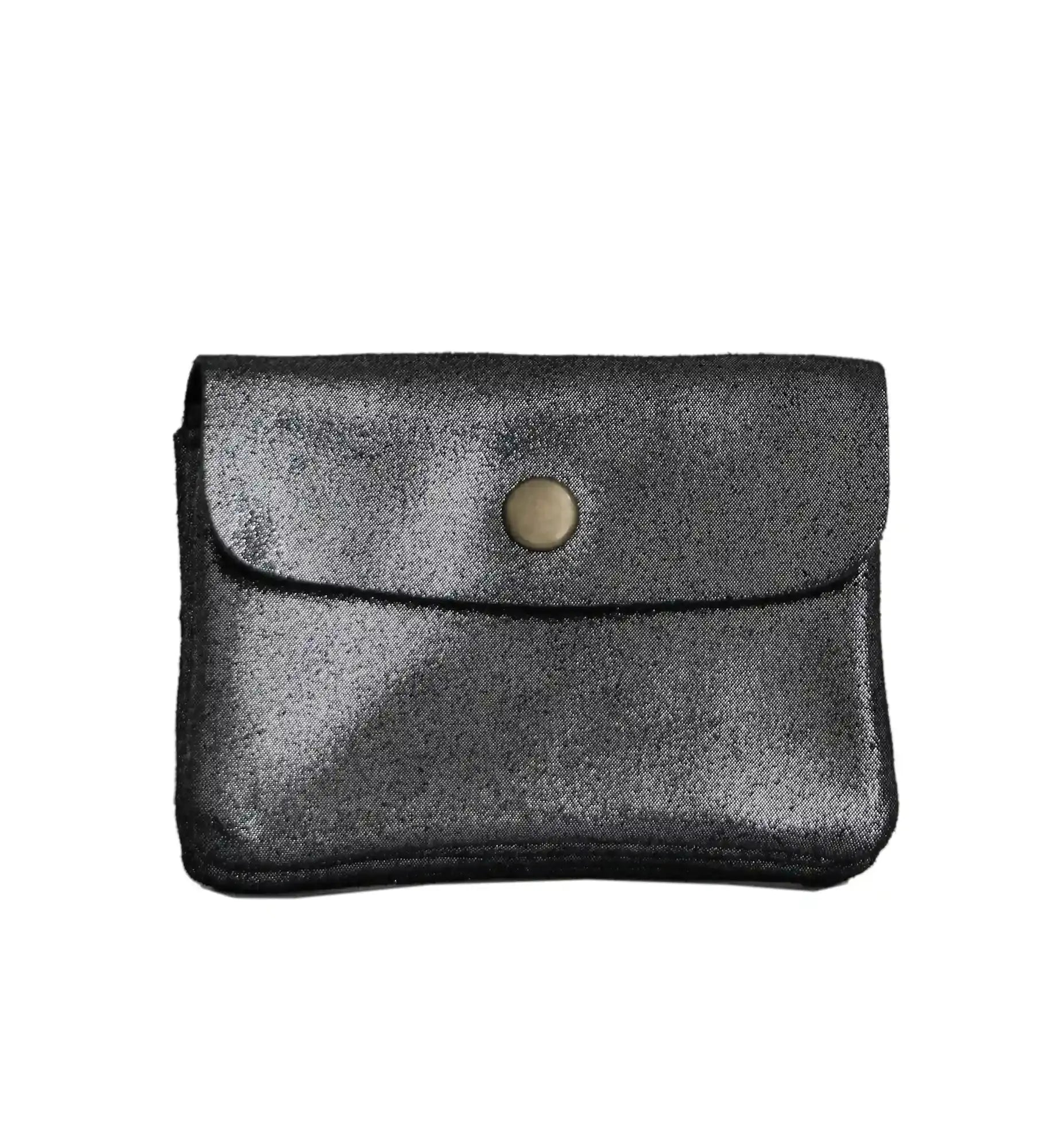 Made in Italy Porte-monnaie femme cuir daim irisé 044 noir