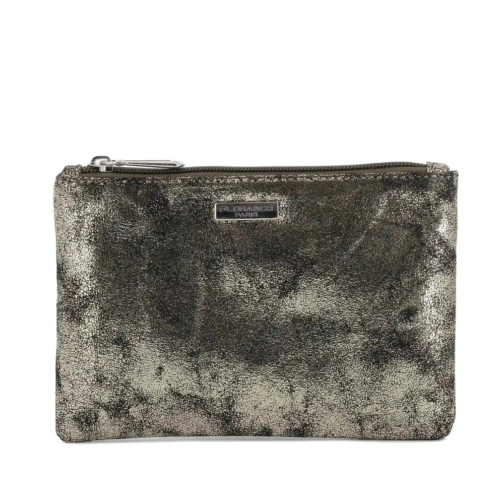 Flora & co Pochette femme suédine irisé marron métal