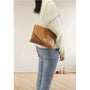 Made in Italy Sac bandoulière chaîne cuir femme croco camel