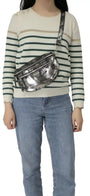 Flora & co Sac banane bandoulière suédine gris argent