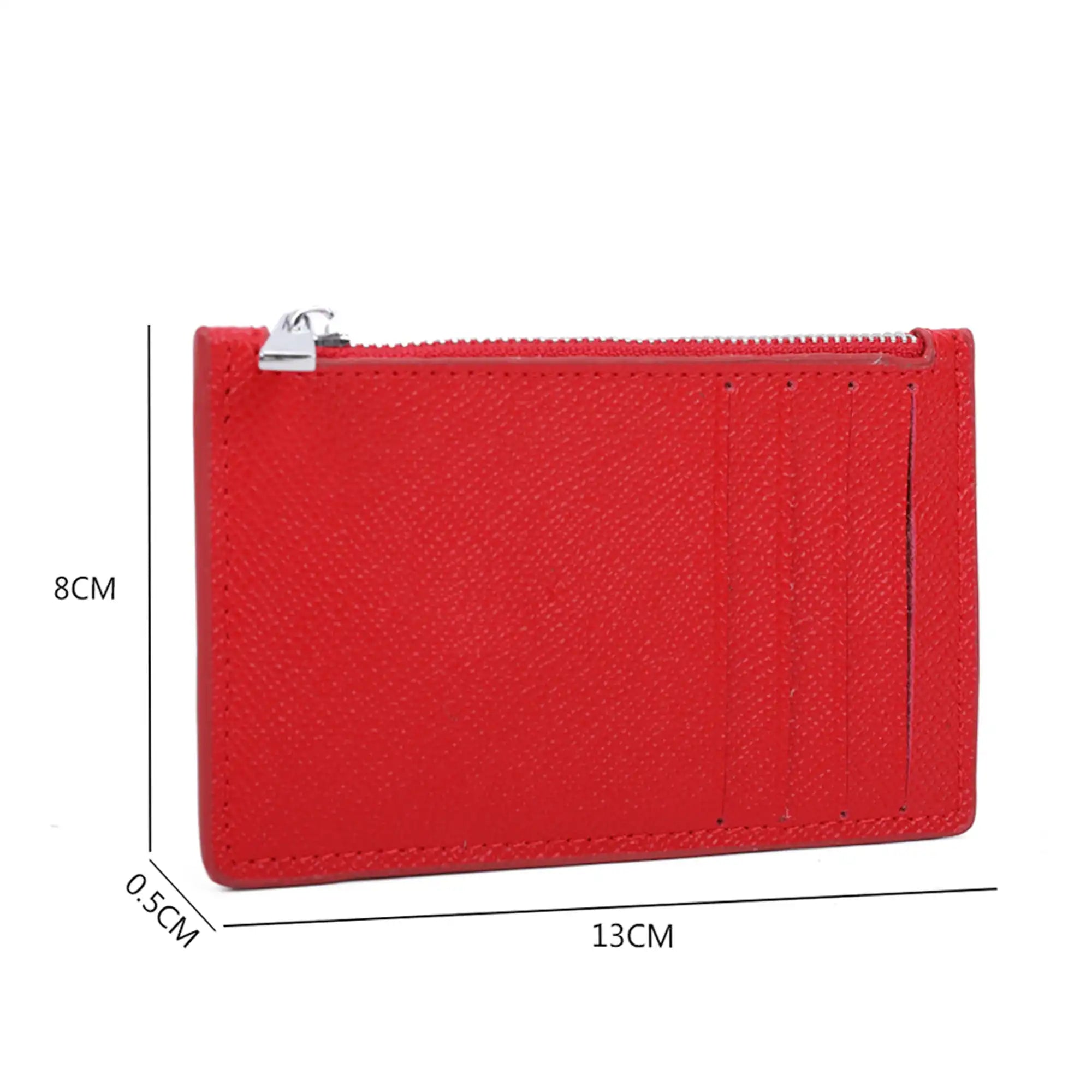 Porte-cartes monnaies femme fin cuir rouge