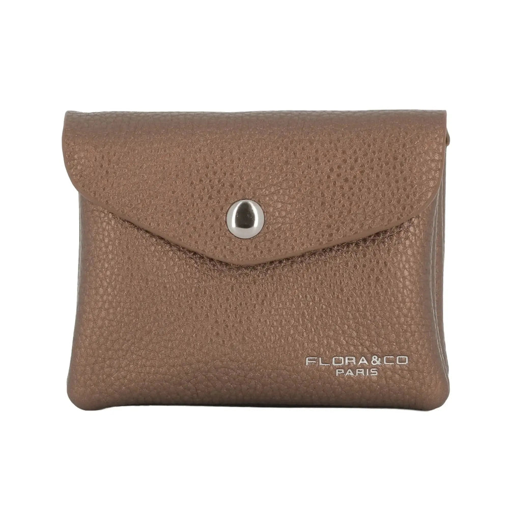Flora & co Porte-monnaie cartes femme magnétique marron métal