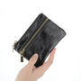 Vue 2 du Porte-monnaie femme cuir irisé 01 noir par Made in Italy.