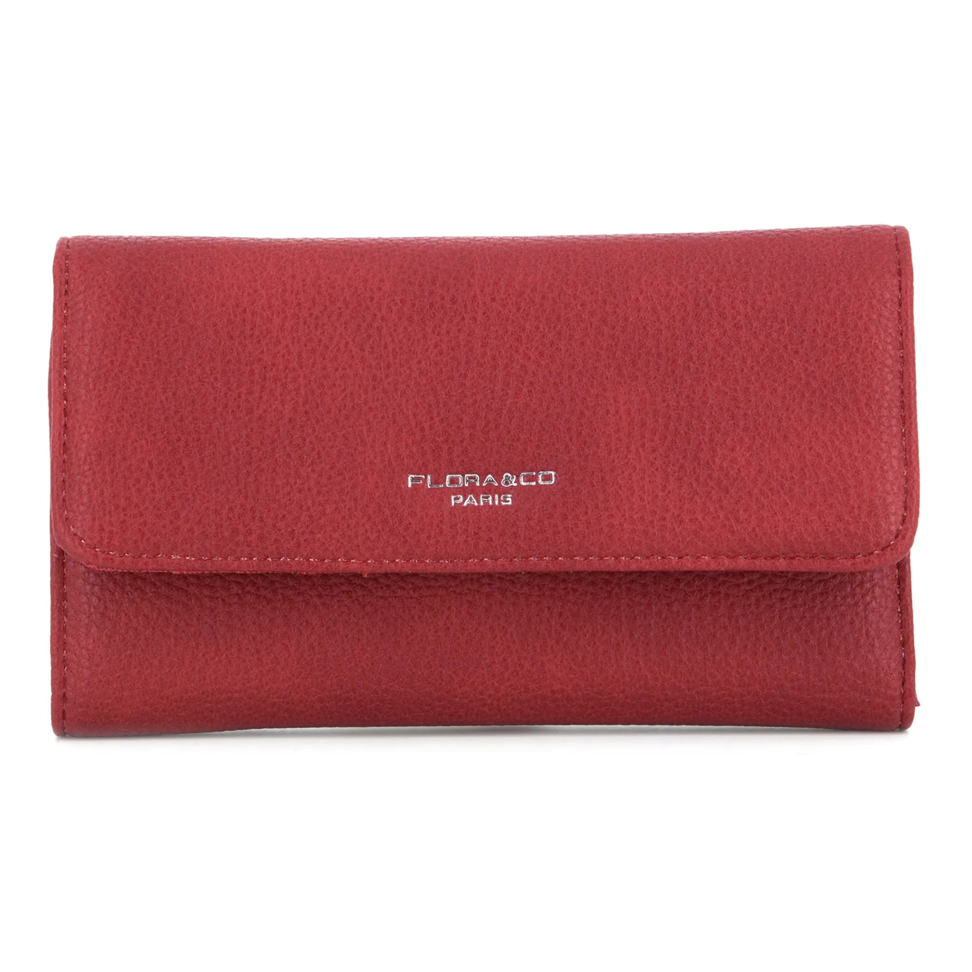 Flora & co - Portefeuille chéquier pu cuir souple rouge foncé