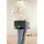 Made in Italy Sac bandoulière chaîne cuir femme croco noir