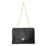 Made in Italy Sac bandoulière chaîne cuir femme croco noir