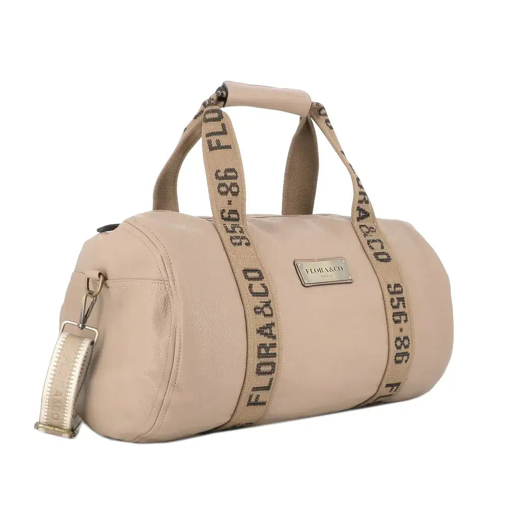 Beige unisex sports travel duffel bag