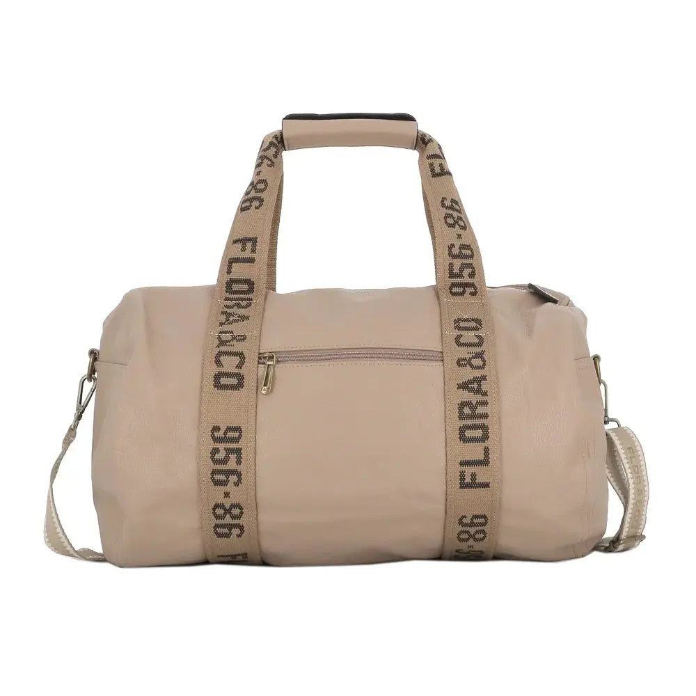 Beige unisex sports travel duffel bag