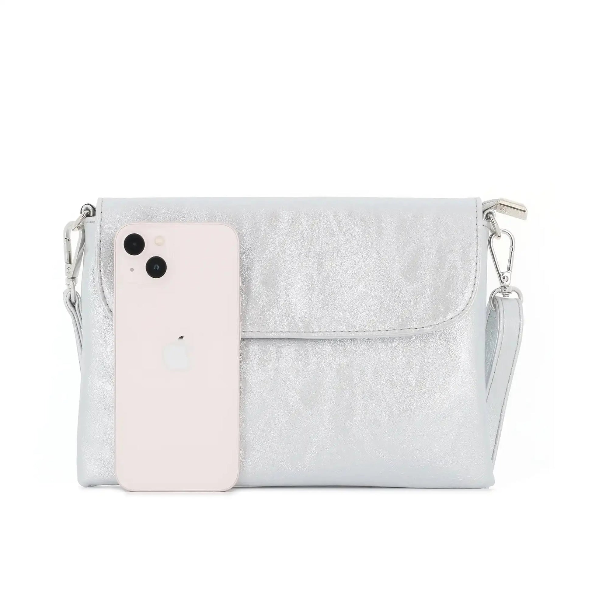 Flora & co Sac bandoulière pochette femme irisé argent