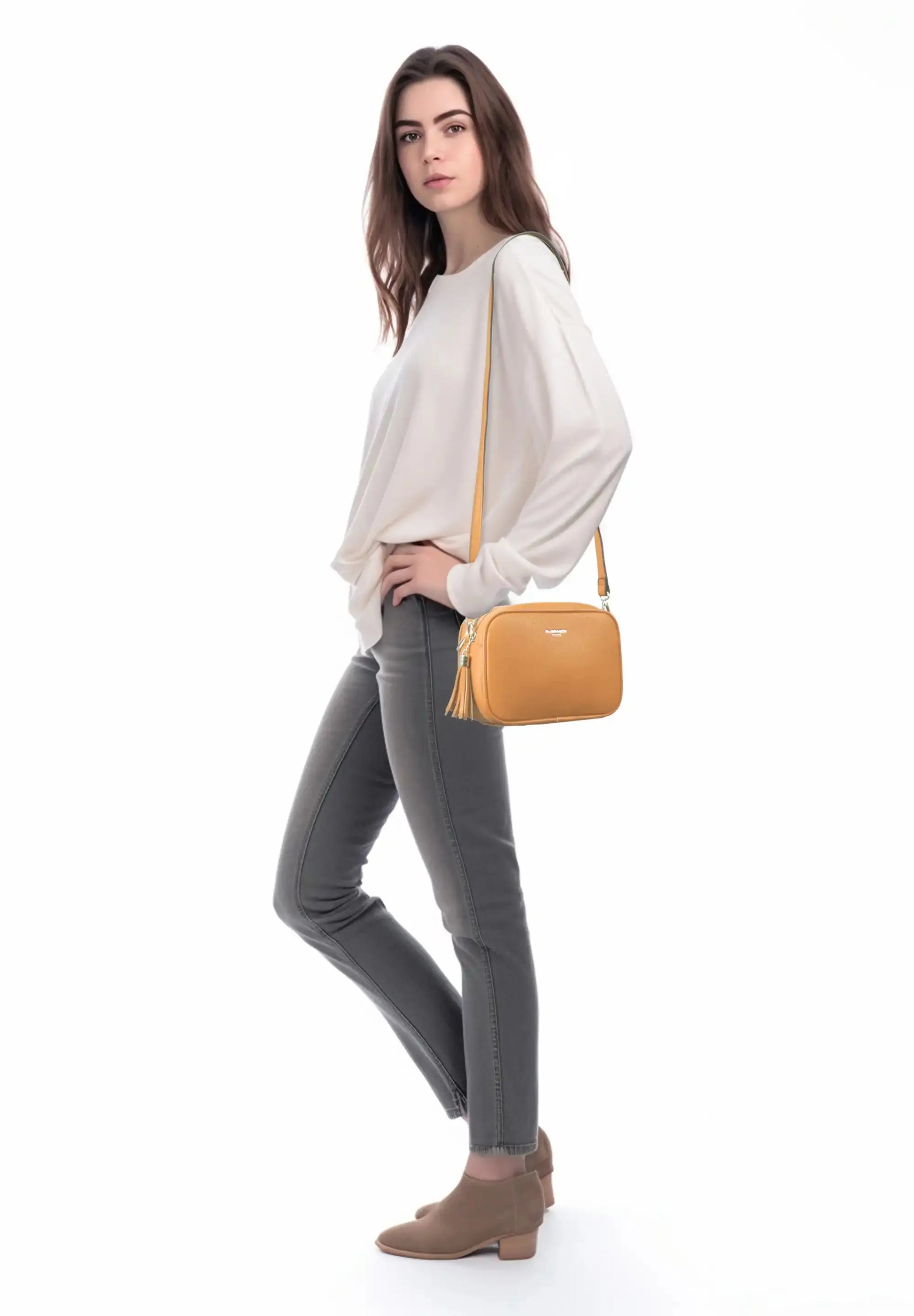 Flora & co Sac caméra bandoulière femme léger moutarde