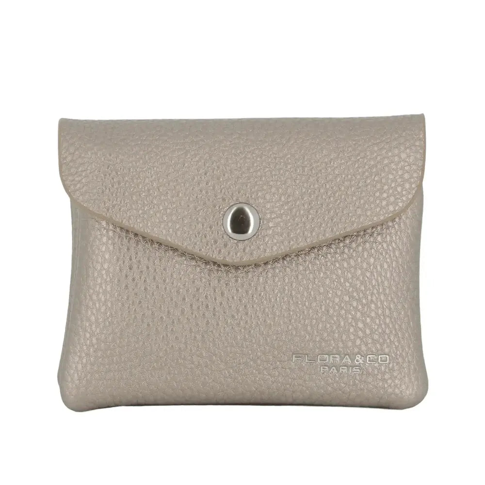 Flora & co Porte-monnaie cartes femme magnétique taupe métal