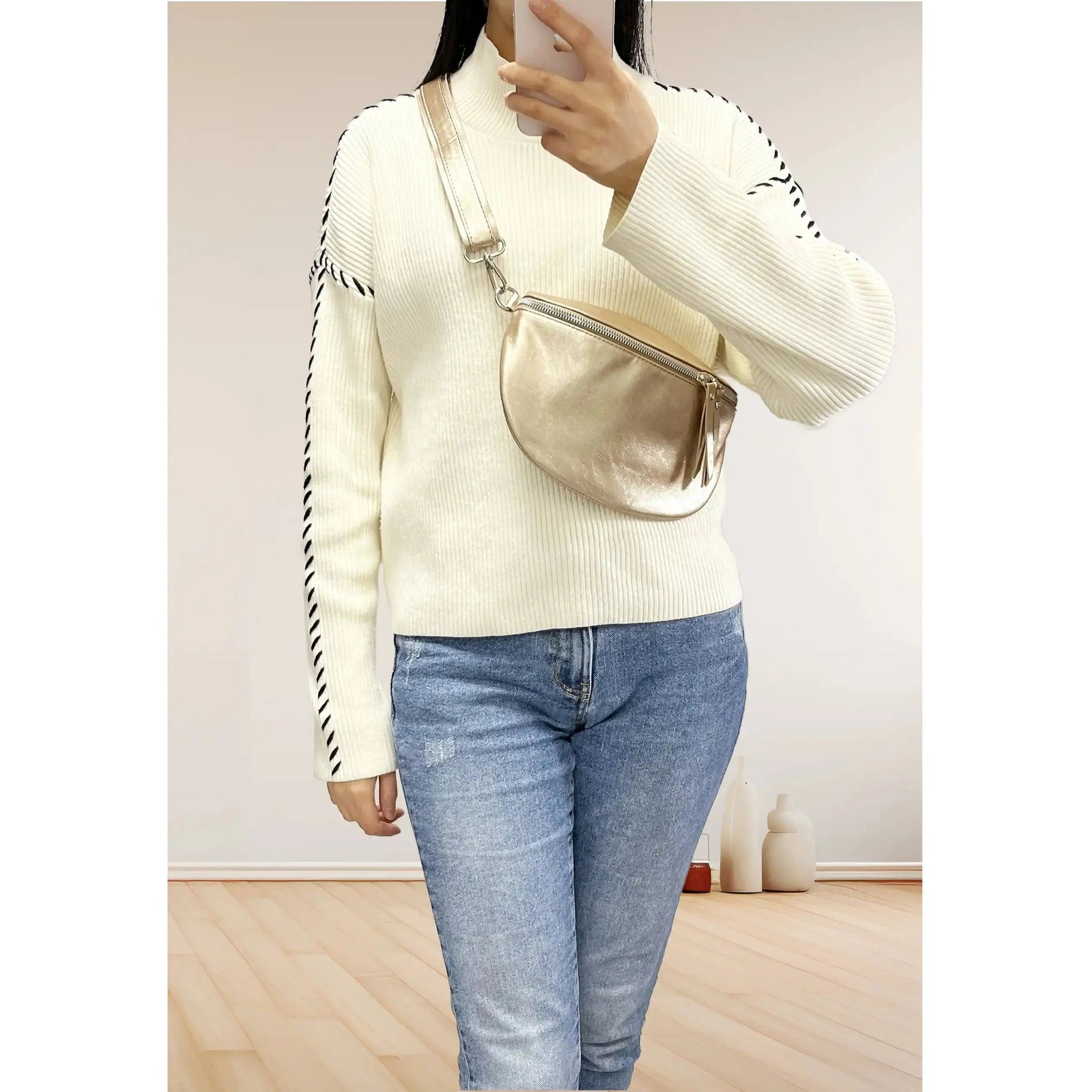 Gold Banane Paul Marius Fanny Pack Sac Banane Doré Black And Gold