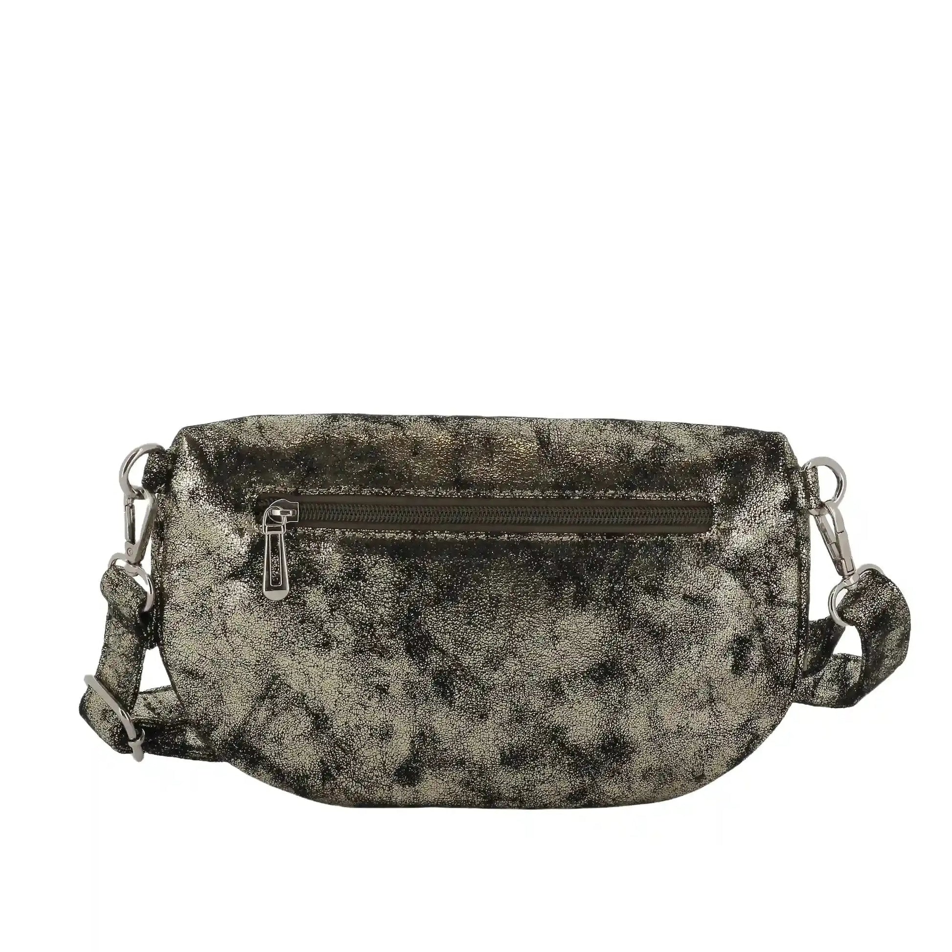 Flora & co Sac banane bandoulière suédine marron métal