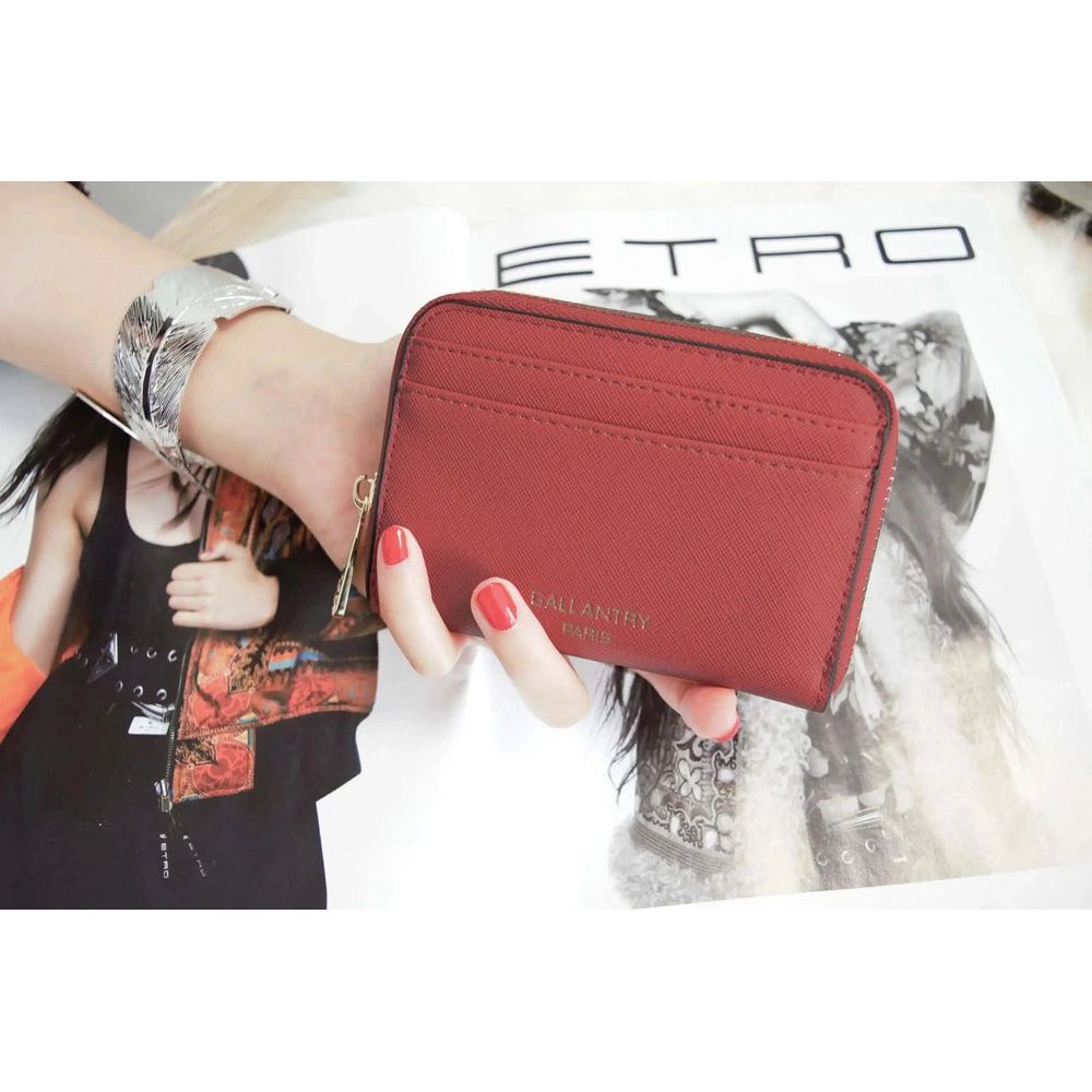 Gallantry Portefeuille porte-monnaie femme française rouge foncé