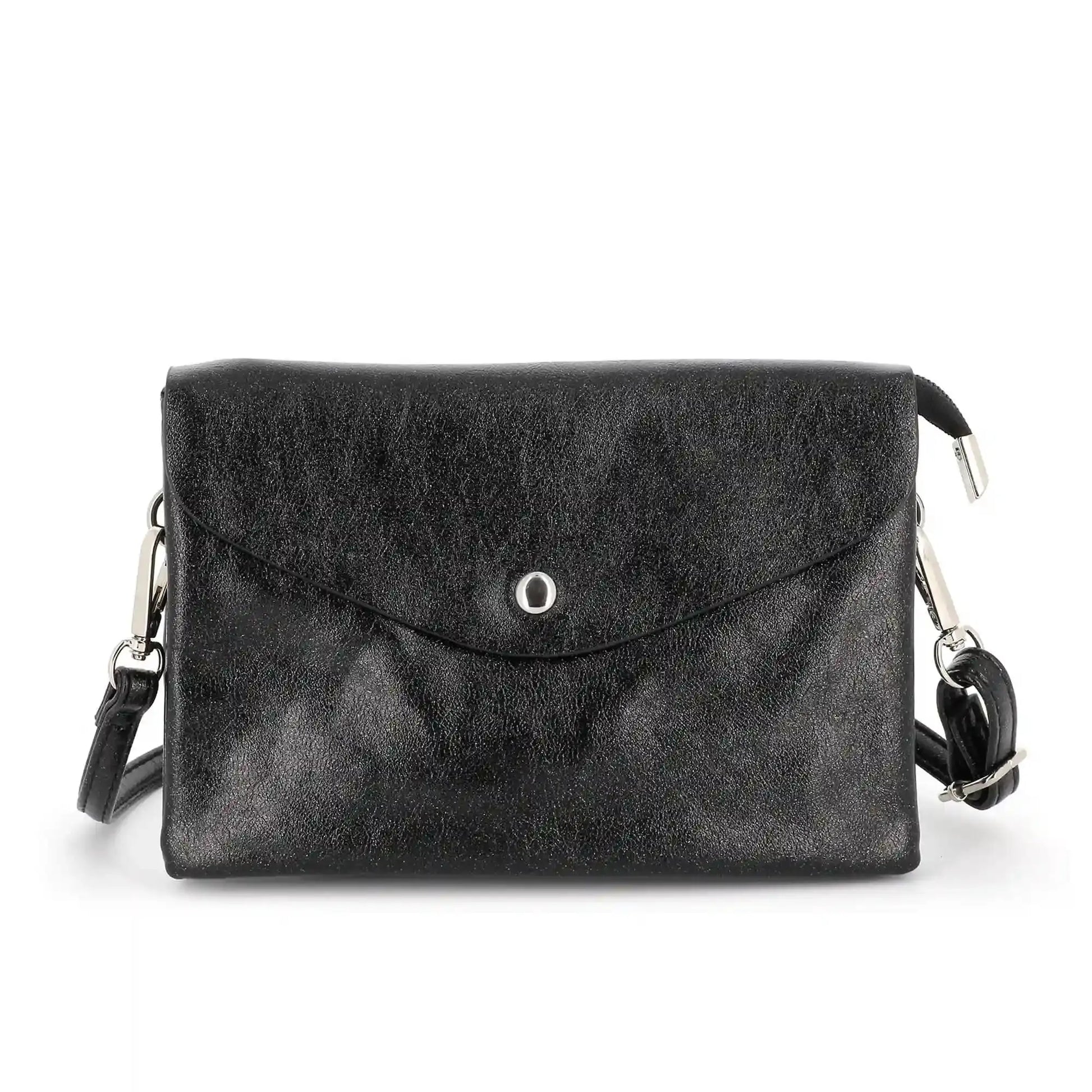 Flora & co Sac bandoulière femme irisé rabat noir