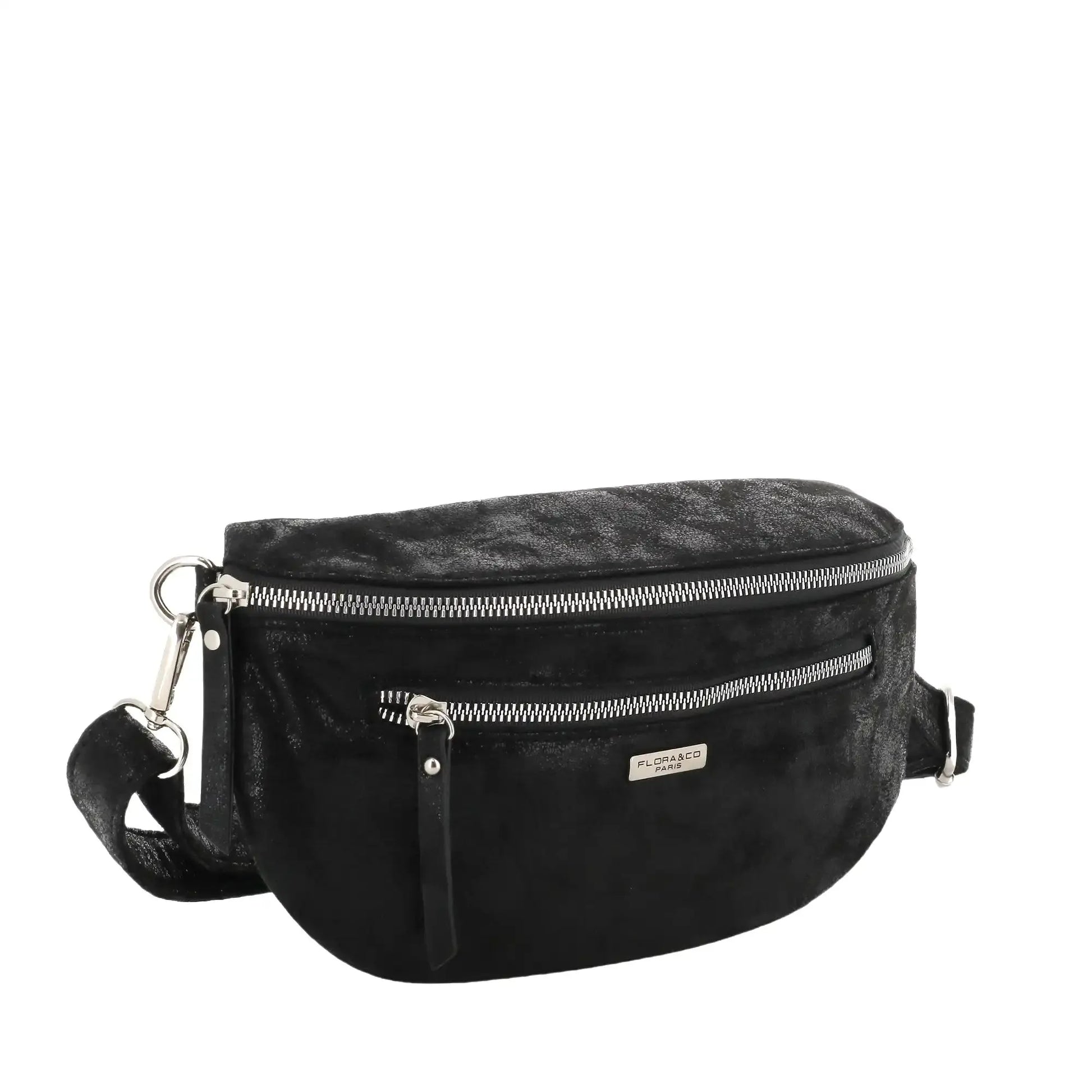 Flora & co Sac banane bandoulière suédine noir