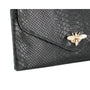 Made in Italy Sac bandoulière chaîne cuir femme croco noir