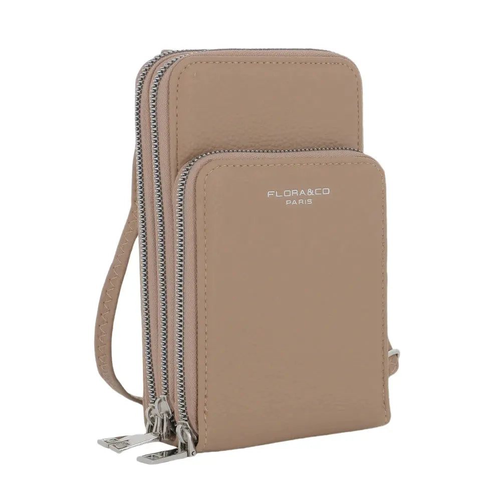 Sac bandoulière téléphone 6.7 Pouces femme beige taupe Flora & co