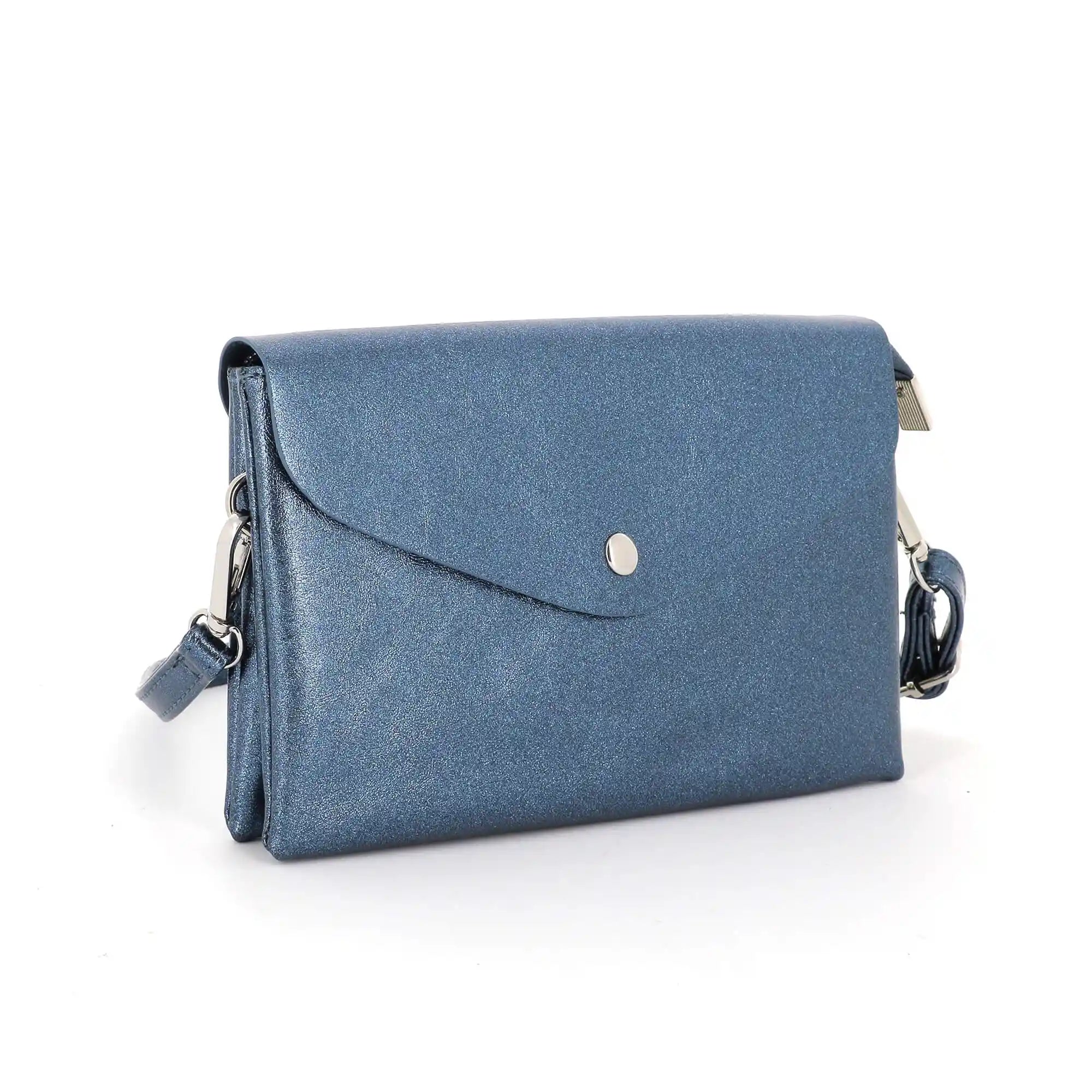 Sac bandoulière femme irisé rabat bleu