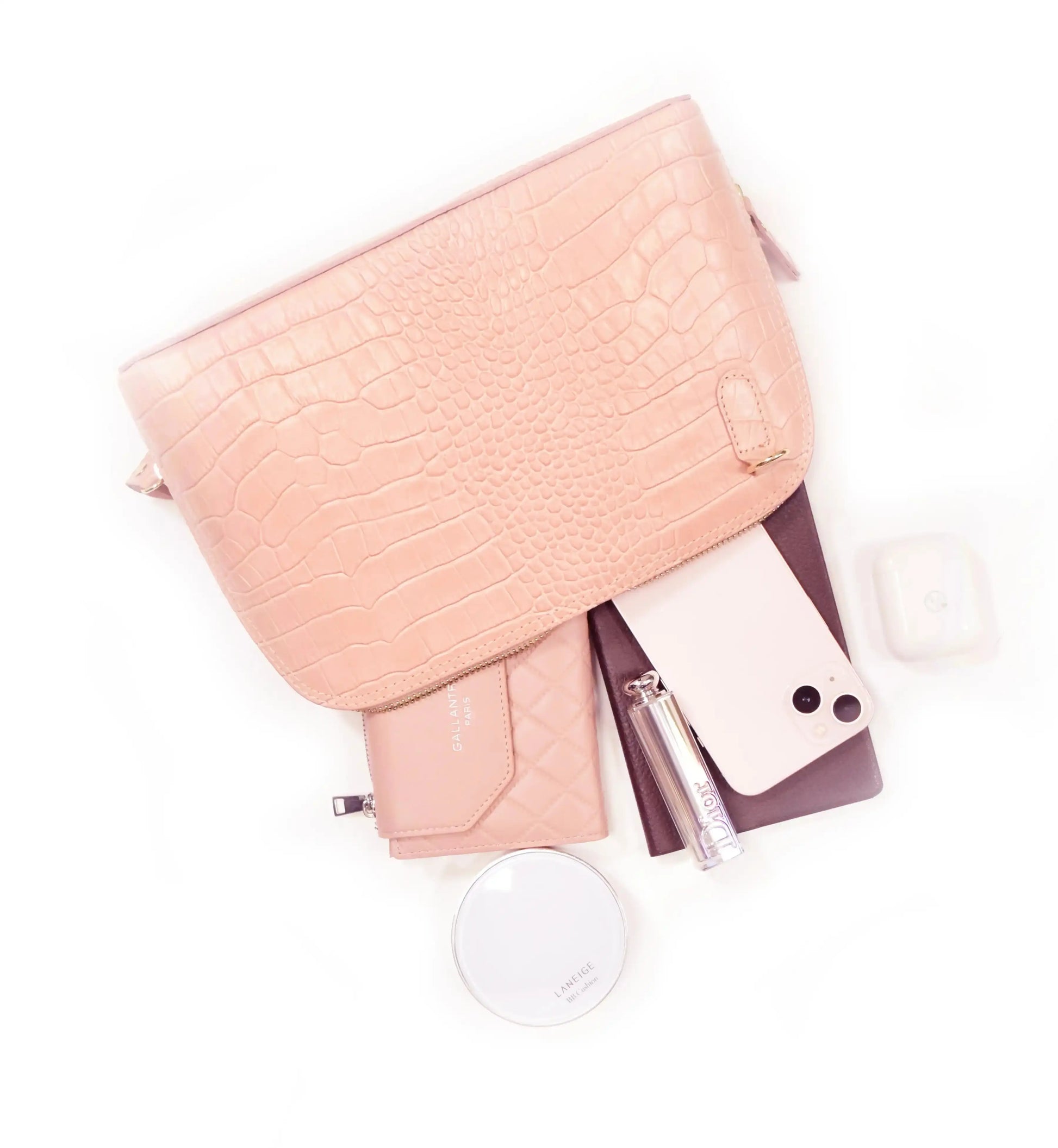 Made in Italy Sac dôme bandoulière femme cuir rose