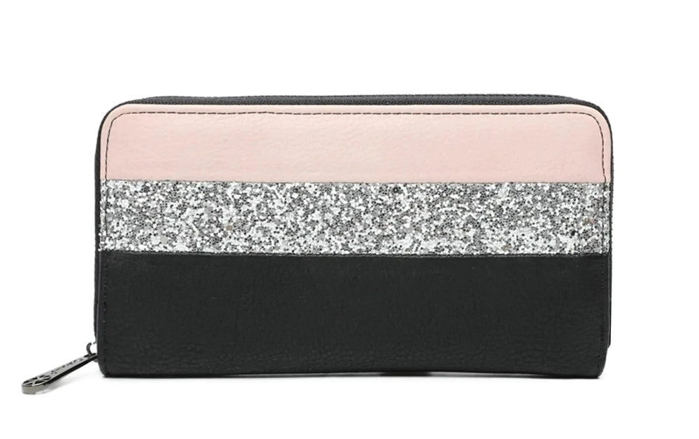 Gallantry Portefeuille long femme tout-en-un paillette rose