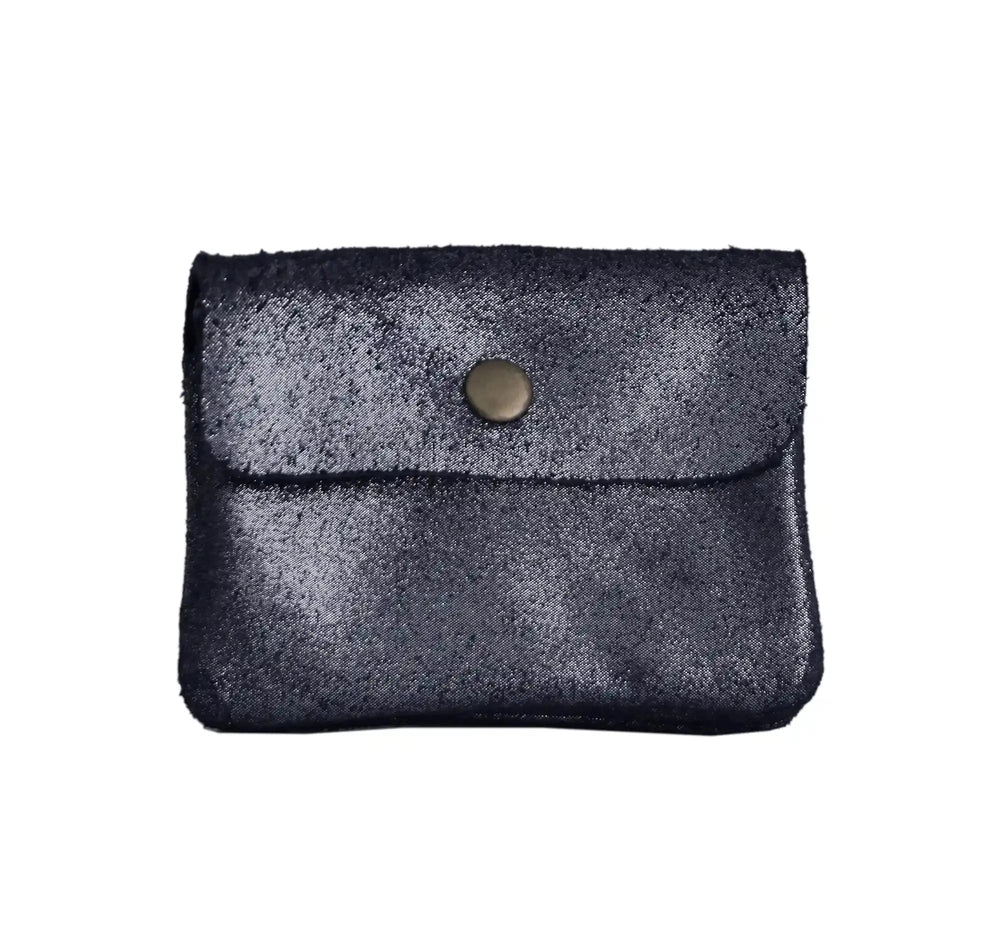 Made in Italy Porte-monnaie femme cuir daim irisé 044 bleu marine