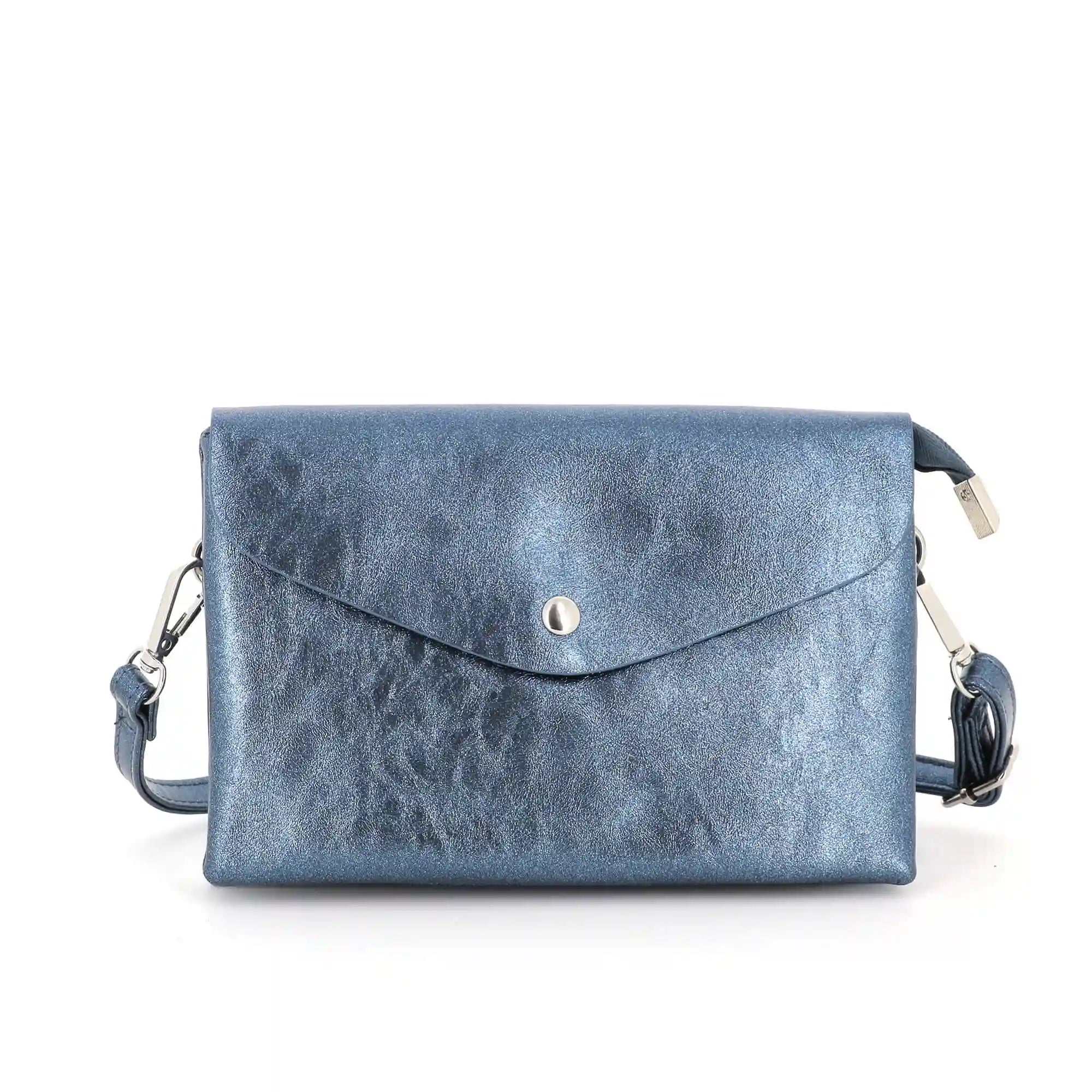 Sac bandoulière femme irisé rabat bleu