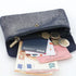 Made in Italy Porte-monnaie cuir daim irisé femme bleu marine