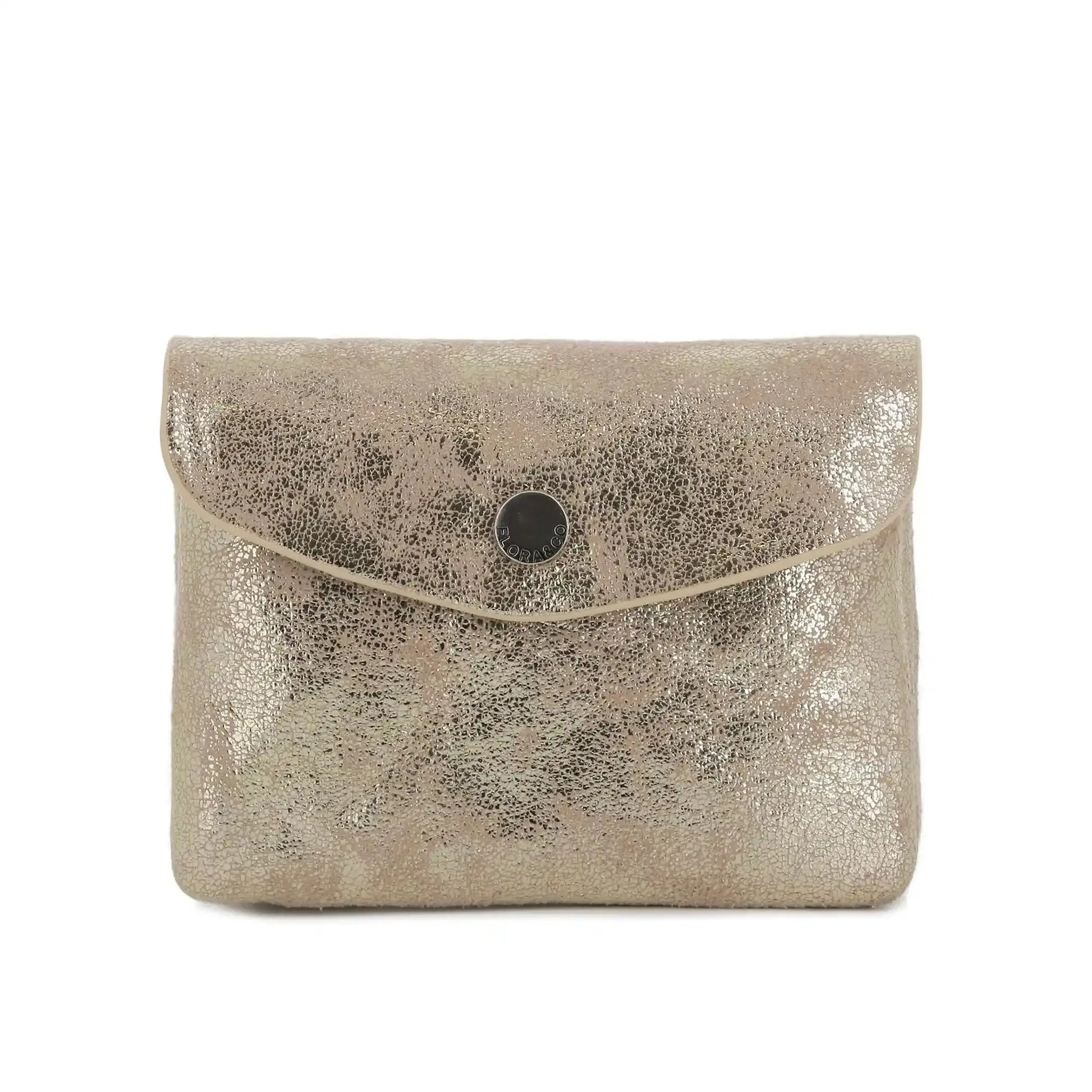 Flora & co Porte-monnaie femme court suède irisé Noir Doré