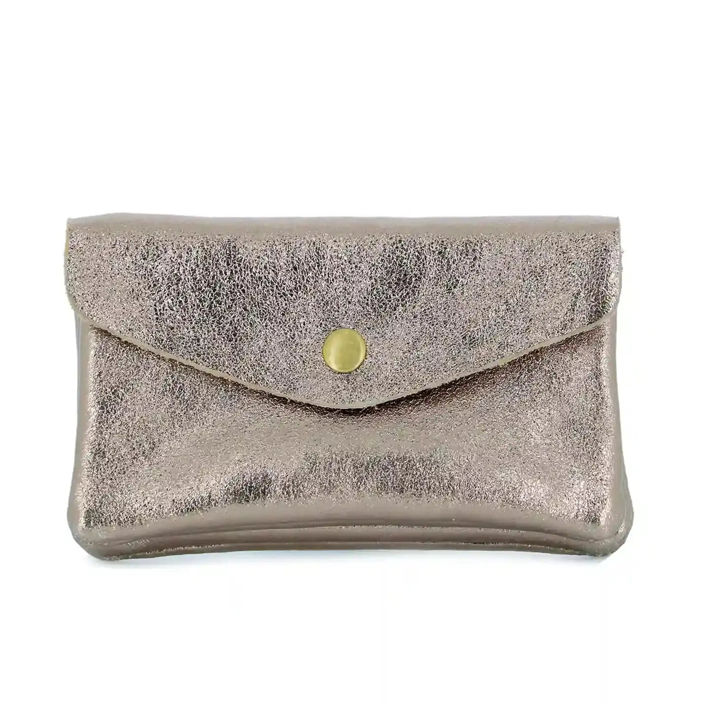 Portefeuille pochette passeport cuir isiré Taupe main image