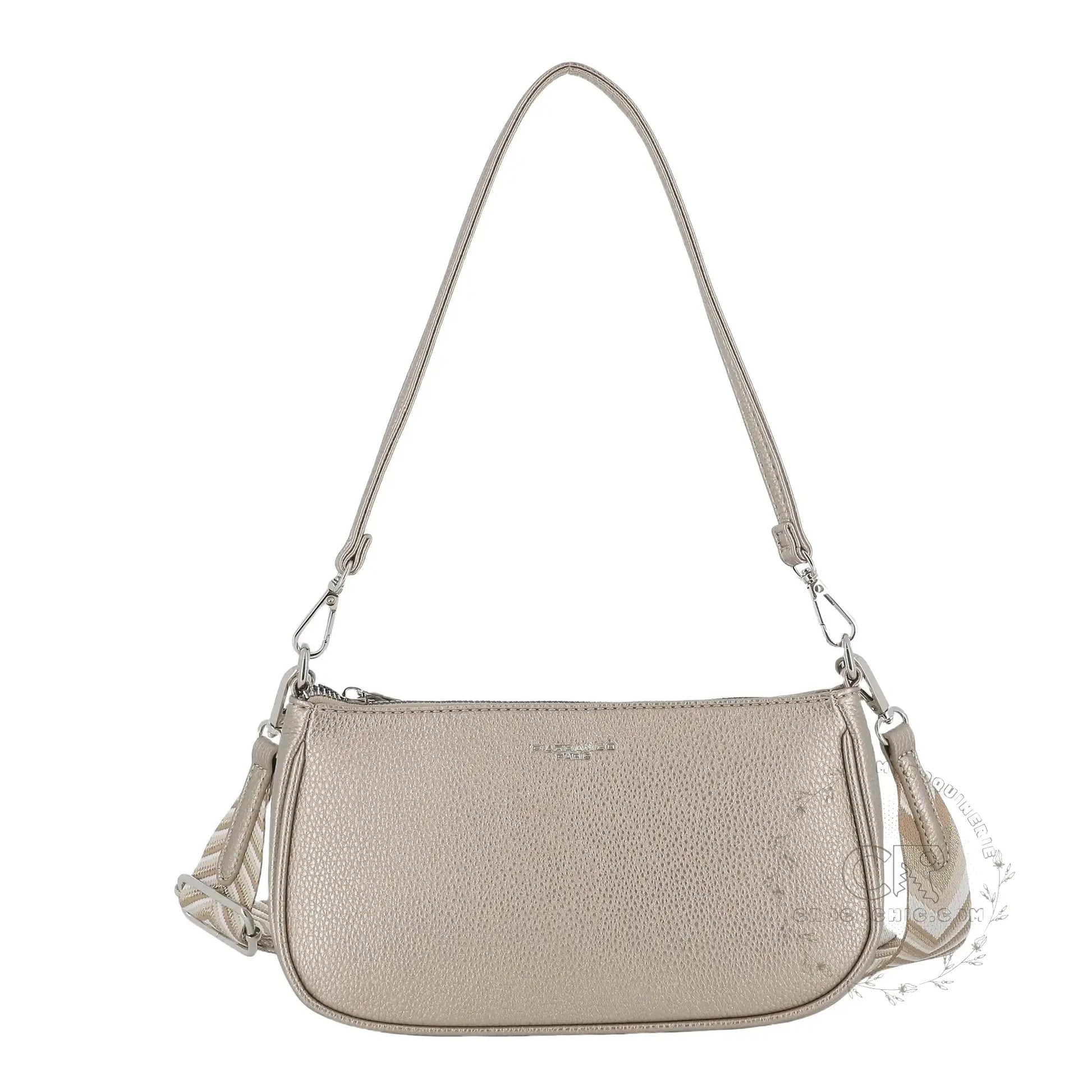 Flora & co Sac baguette avec bandoulière Taupe Métal
