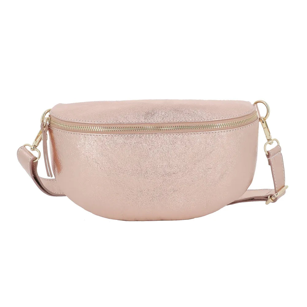 Sac banane cuir brillant fantasie Rose main image