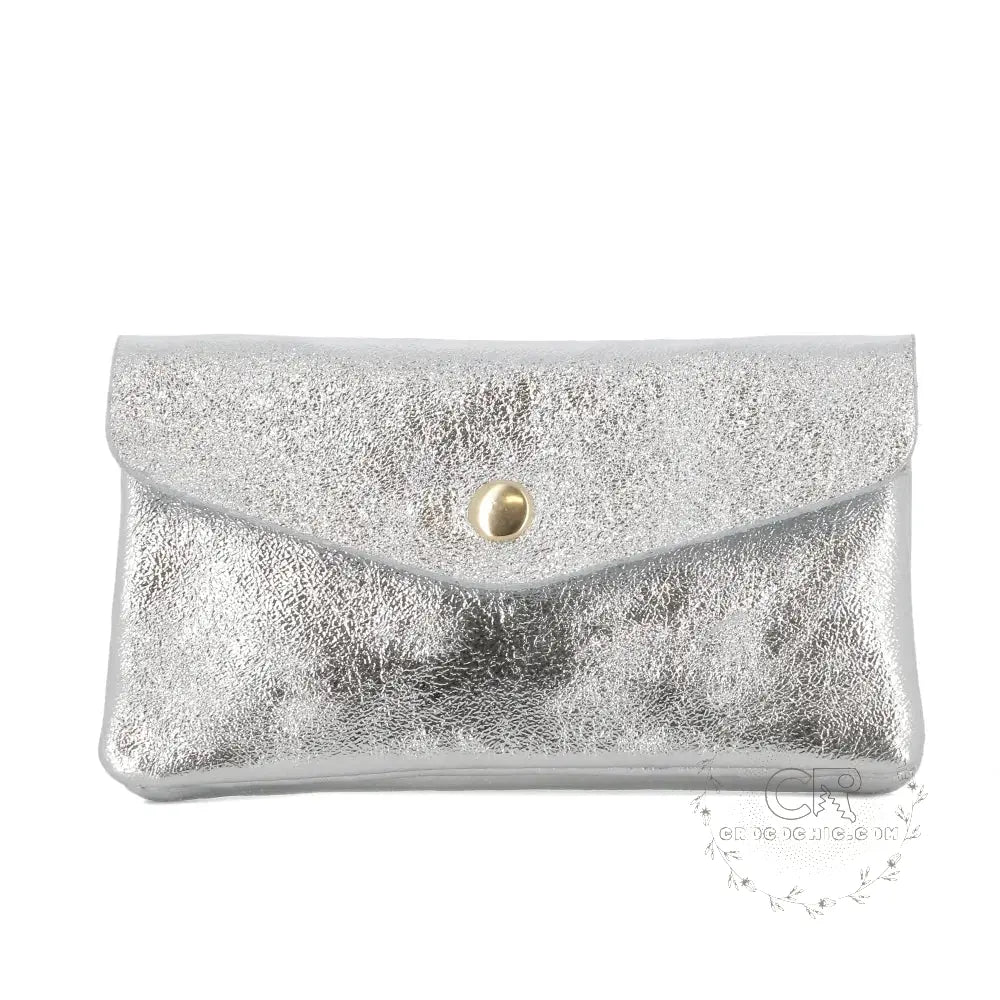 Porte-monnaie cartes femme cuir irisé Argent main image