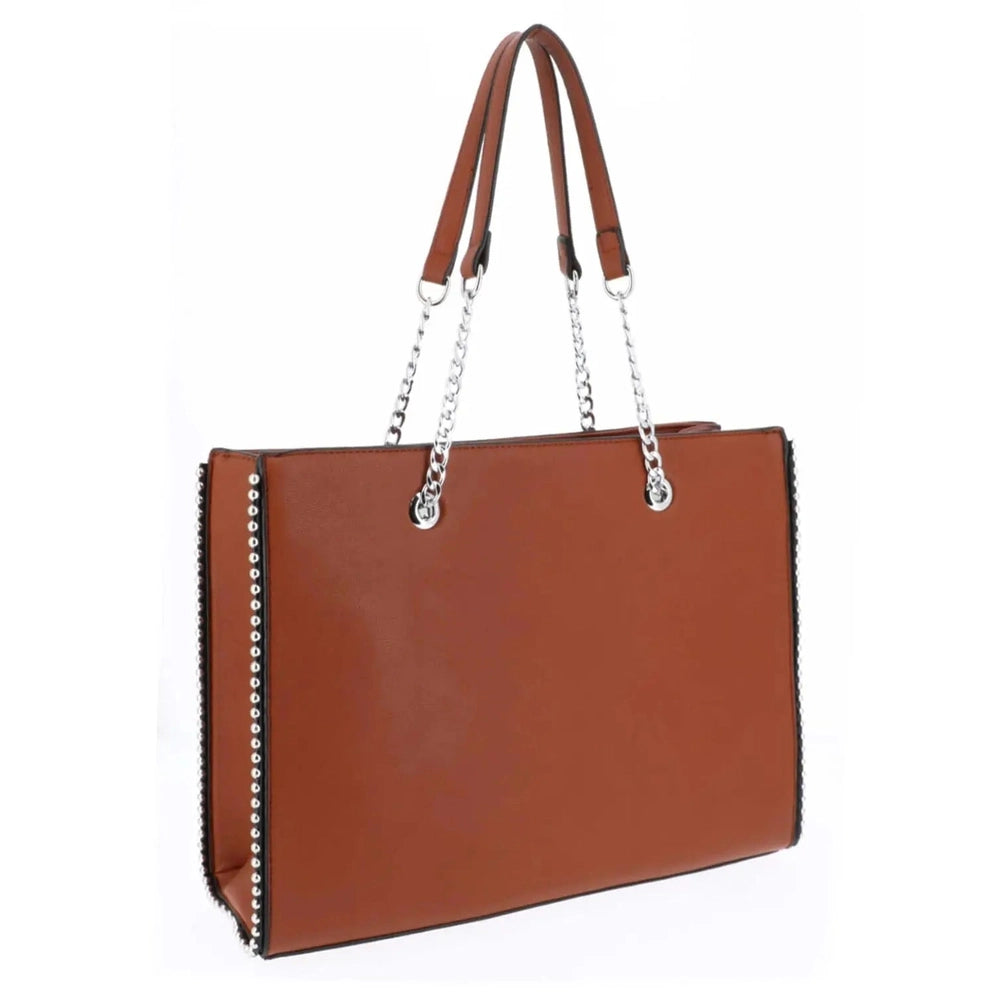 Crocochic Sac cabas femme format a4 lycée chaîne camel