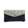 Vue princ. du Porte-monnaie cartes femme irisé suède bleu marine en cuir par Made in Italy.