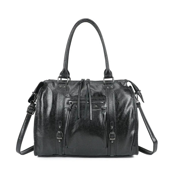 Grand sac à main bowling irisé noir Crocochic - sac de cours tendance 2025