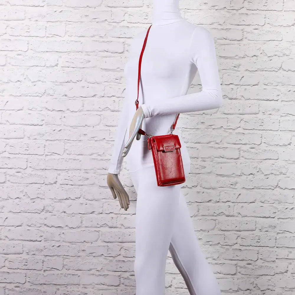 Pochette téléphone plate tout-en-un femme rouge