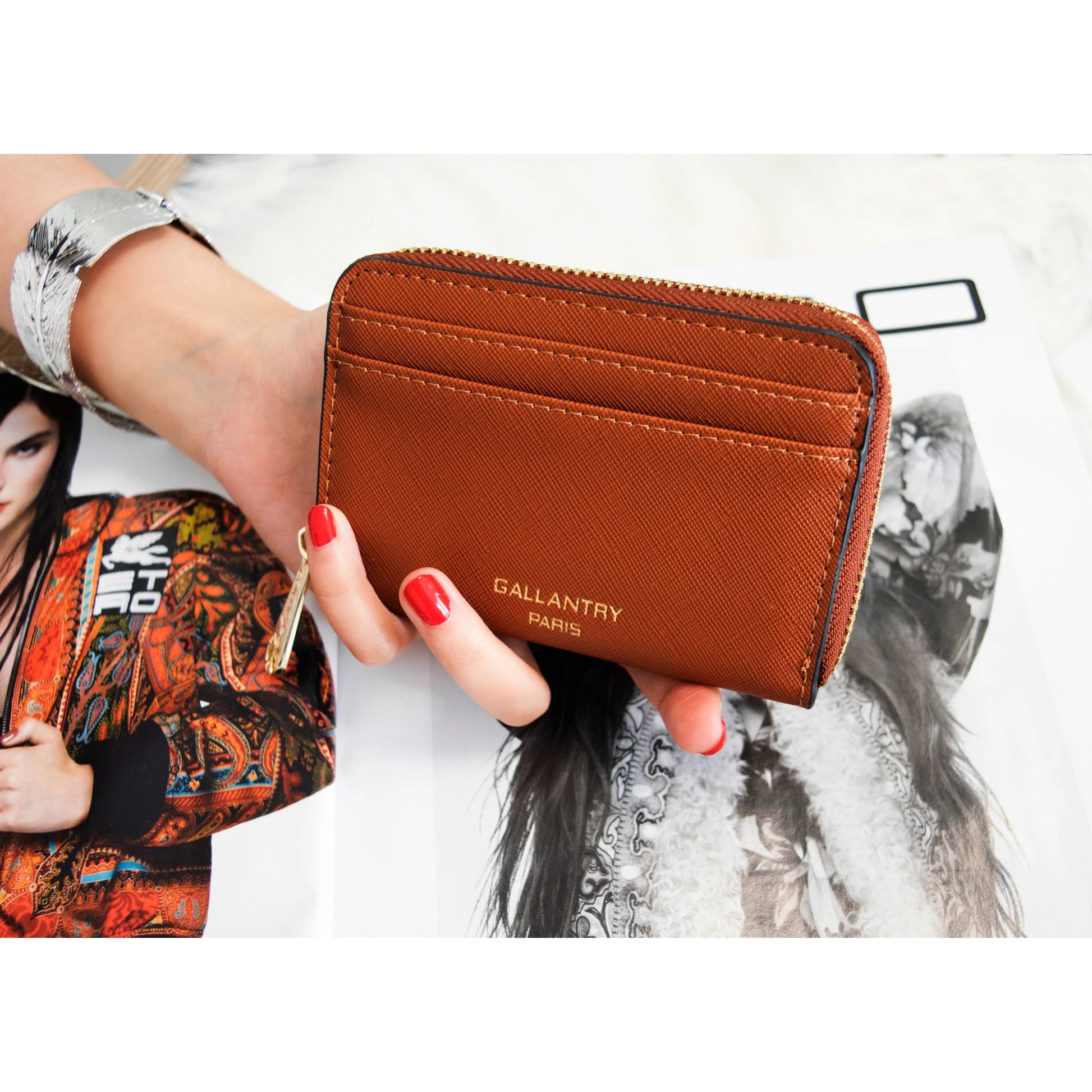 Portefeuille porte-monnaie femme française marron