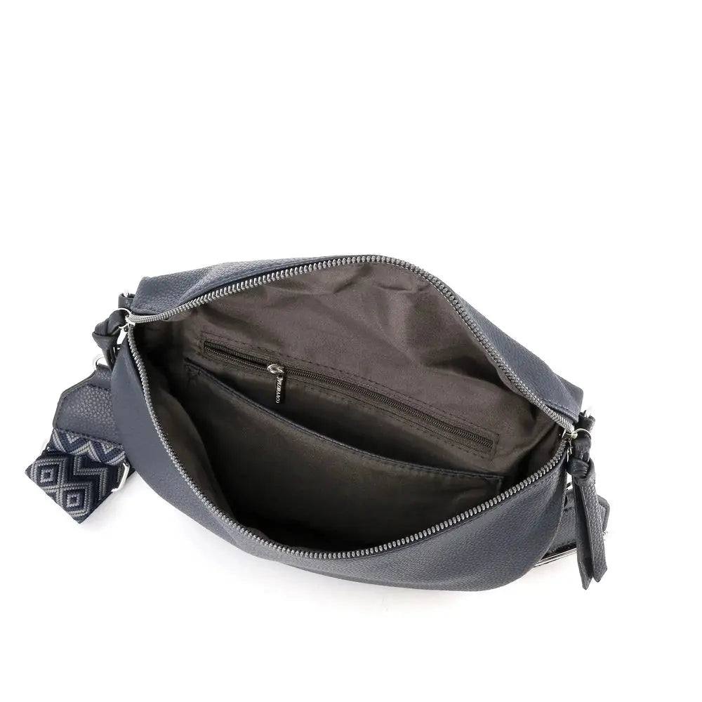 Flora & co Sac banane femme pu cuir grainé bleu
