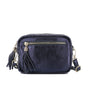 Sac à bandoulière femme cuir irisé bleu marine élégant et tendance